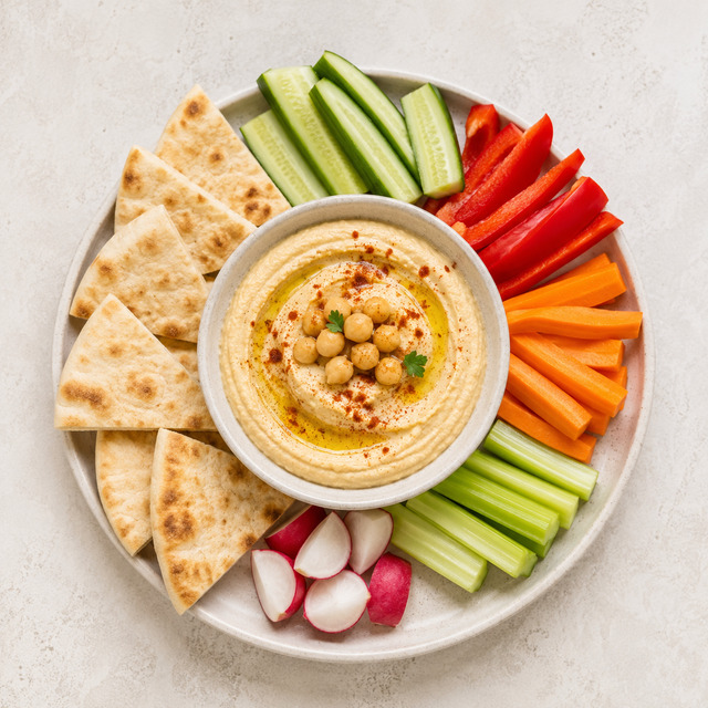 Cucumbers with hummus
