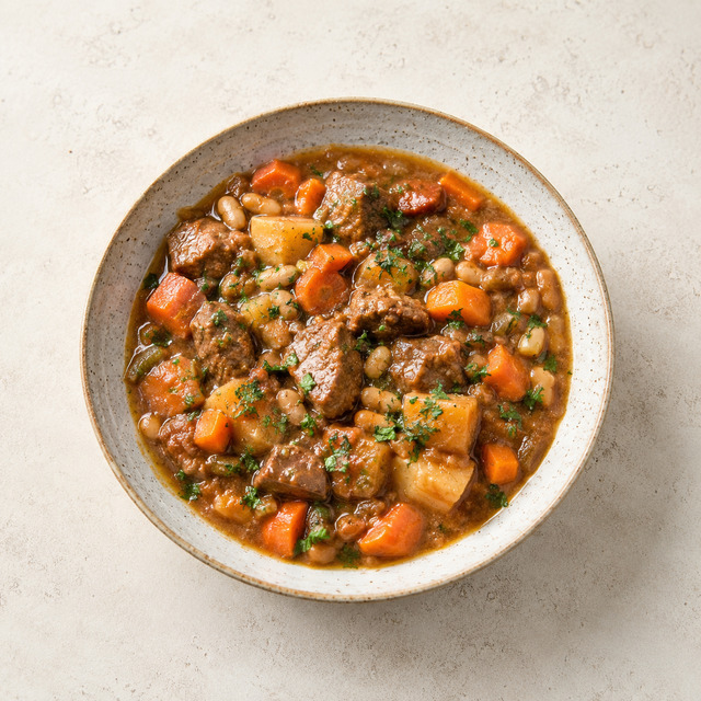 Vegetable stew with beans and a salad