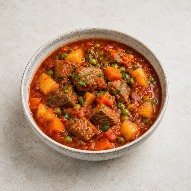 Bean stew with bulgur and salad