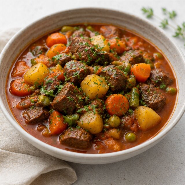 Vegetable stew with beans, herbs and ginger