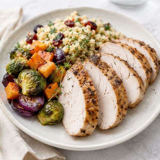 Turkey with bulgur and broccoli